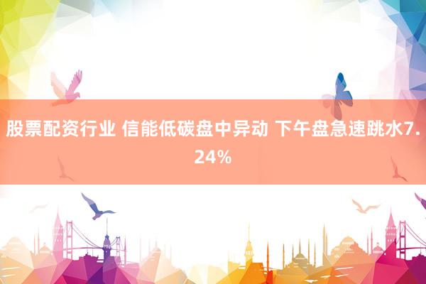 股票配资行业 信能低碳盘中异动 下午盘急速跳水7.24%