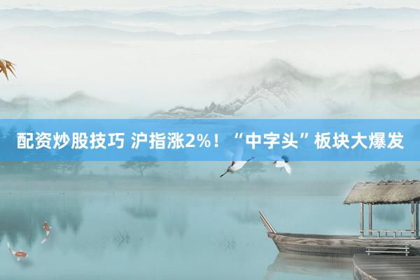 配资炒股技巧 沪指涨2%！“中字头”板块大爆发